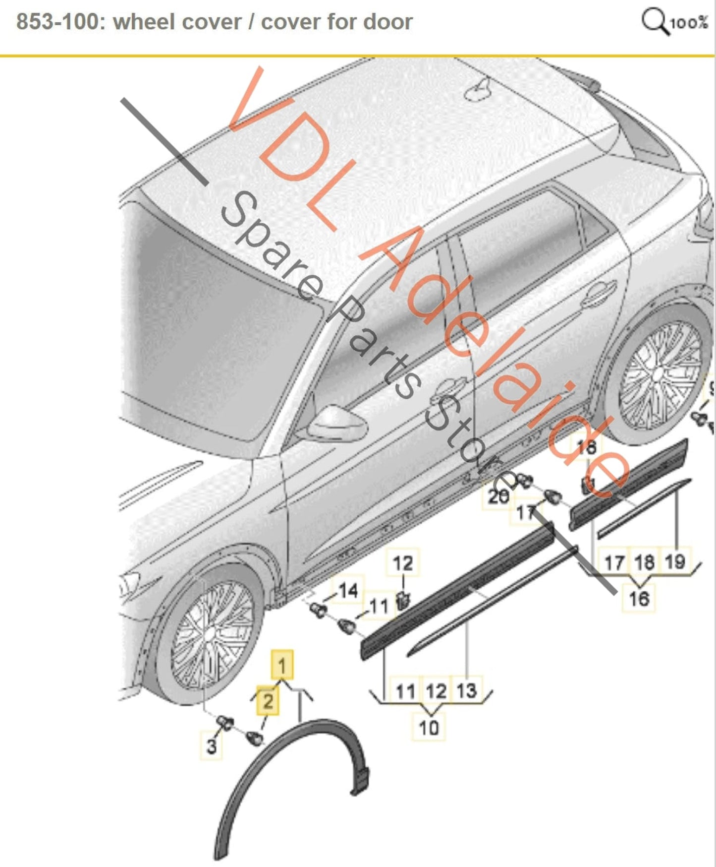 83A853718C    Audi RSQ3 F3 Front Right Exterior Fender Flare Molding Trim Wheel Arch 83QA853718C