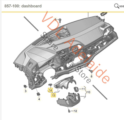 83A953491A4PK    Audi Q3 RSQ3 F3 Dashboard Steering Column Interior Trim 83A953491A 4PK