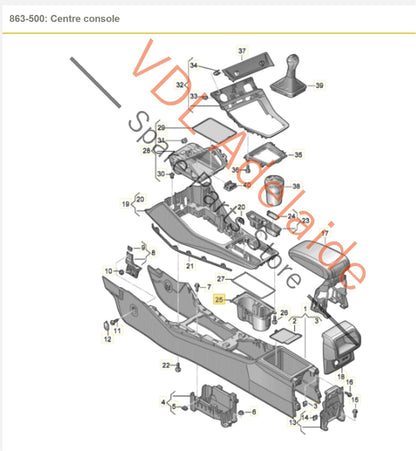 83A8625334PK    Audi Q3 RSQ3 F3 Centre Console Illuminated Cup Holder 83A862533 4PK