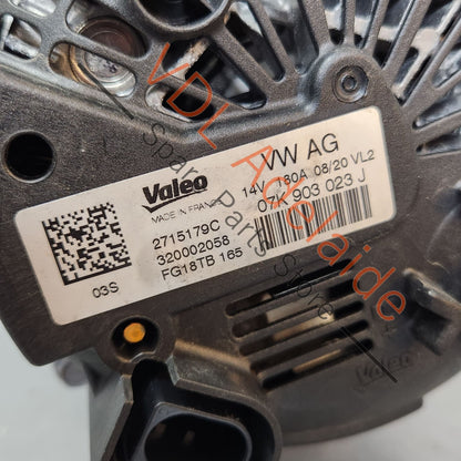 07K903023J    Audi RS3 RSQ3 F3 TTRS 180A Alternator 07K903023J Valeo