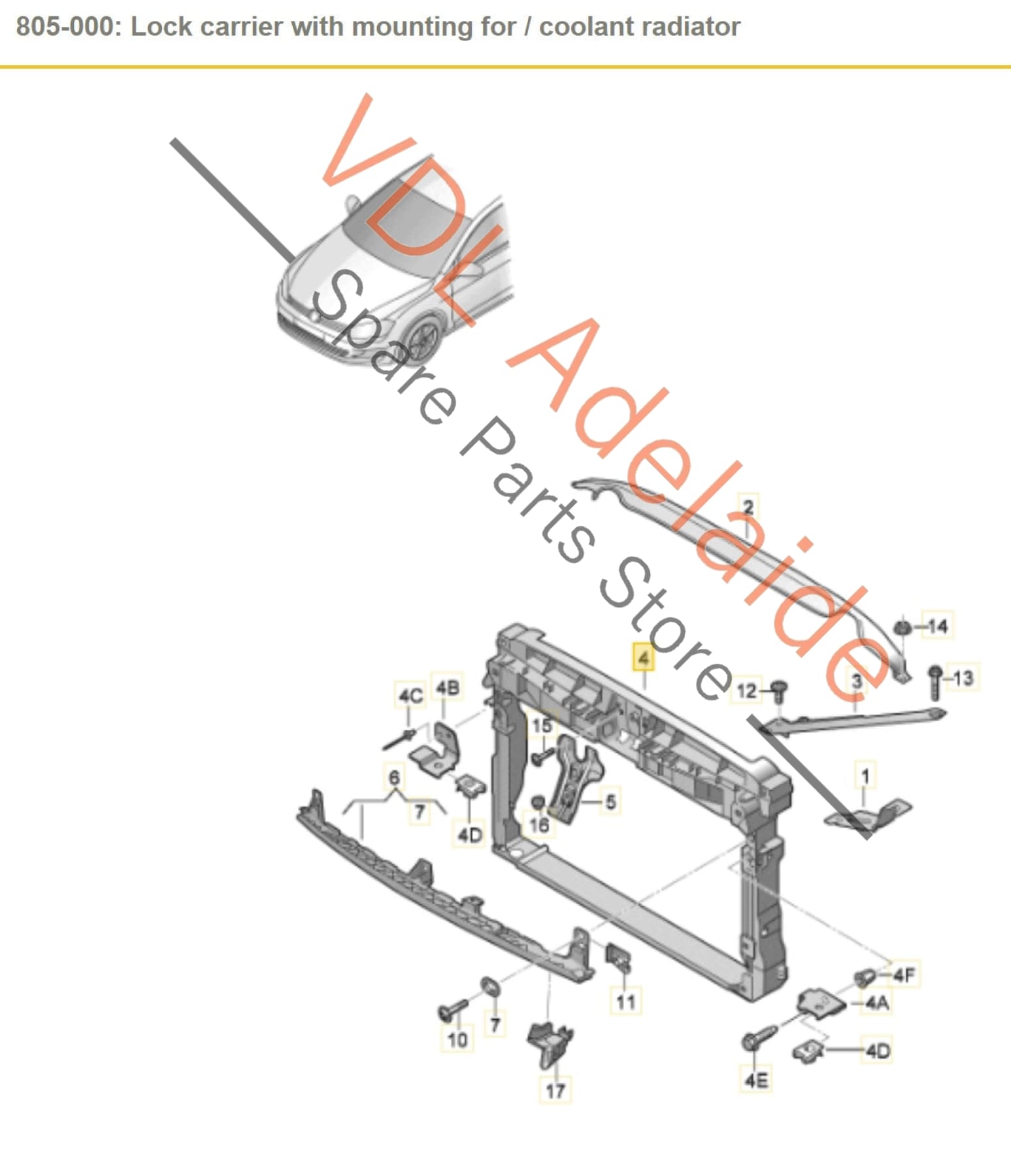 5G0805588R    VW Golf MK7 Gti R Lock Carrier Radiator Support Panel 5G0805588R