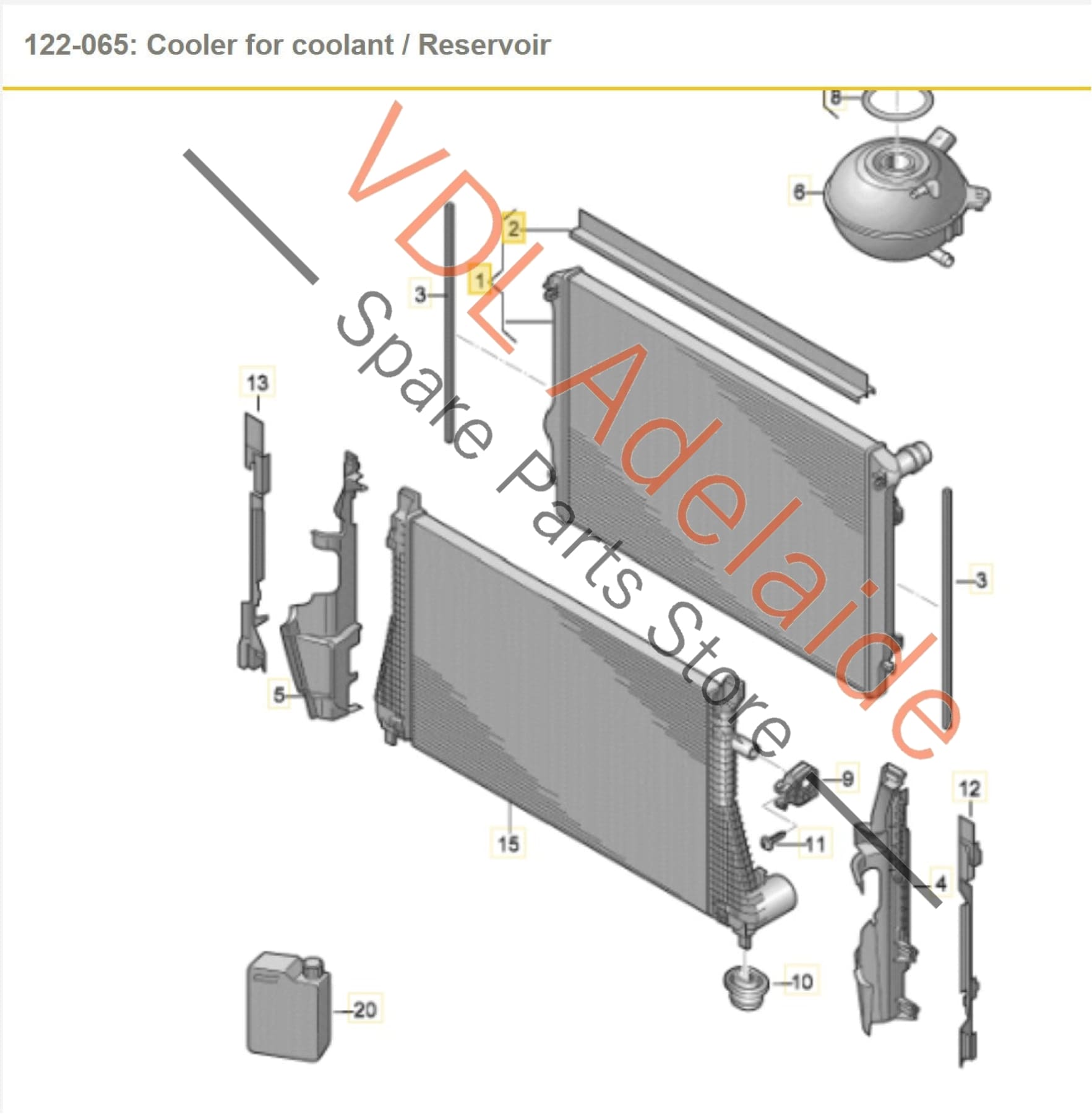 5WA121251H 5Q0121251GN   VW Golf MK7 Radiator Cooler for Coolant 5WA121251H / 5Q0121251GN