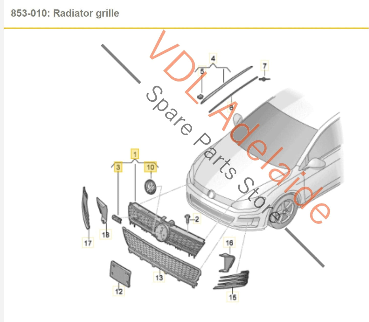 5G0853651ALBTU 5G0853679PWYR   VW Golf Gti Mk7 Front Radiator Grille with Badges Tornado Red 5G0853651AL BTU 5G0853679P WYR