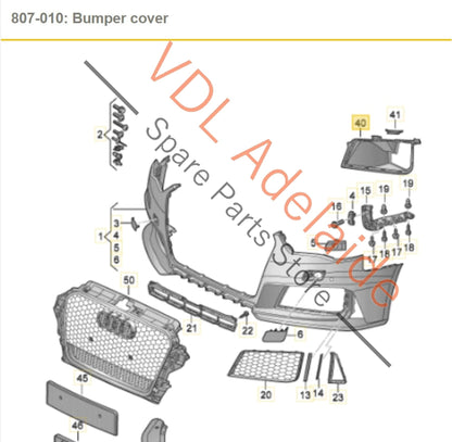 8V0117336C    Audi RS3 8V Right Side Radiator Air Duct 8V0117336C Bumper Insert