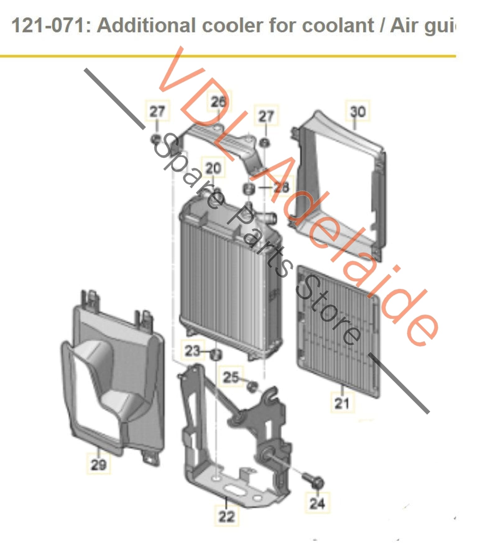 8K0121212C 8V0121262B 8V0121264A 8V0121674A Audi RS3 8V RHS Right Side Additional Radiator for Coolant Inc Bracket & Guides