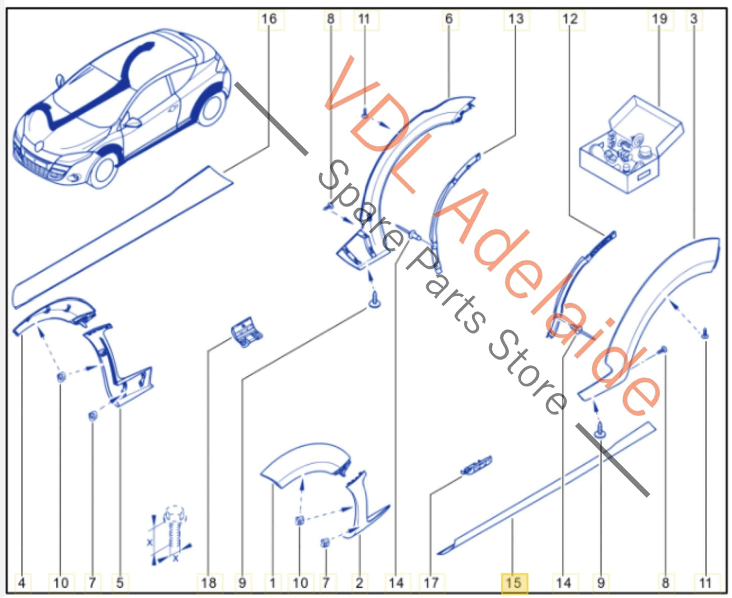 764192275R764193237R Renault Megane III DZ0/1 RS250 265 275 Left Side Exterior Sill Rocker Panel Molding Side Skirt Trim 764192275R 764193237R Oyster Grey