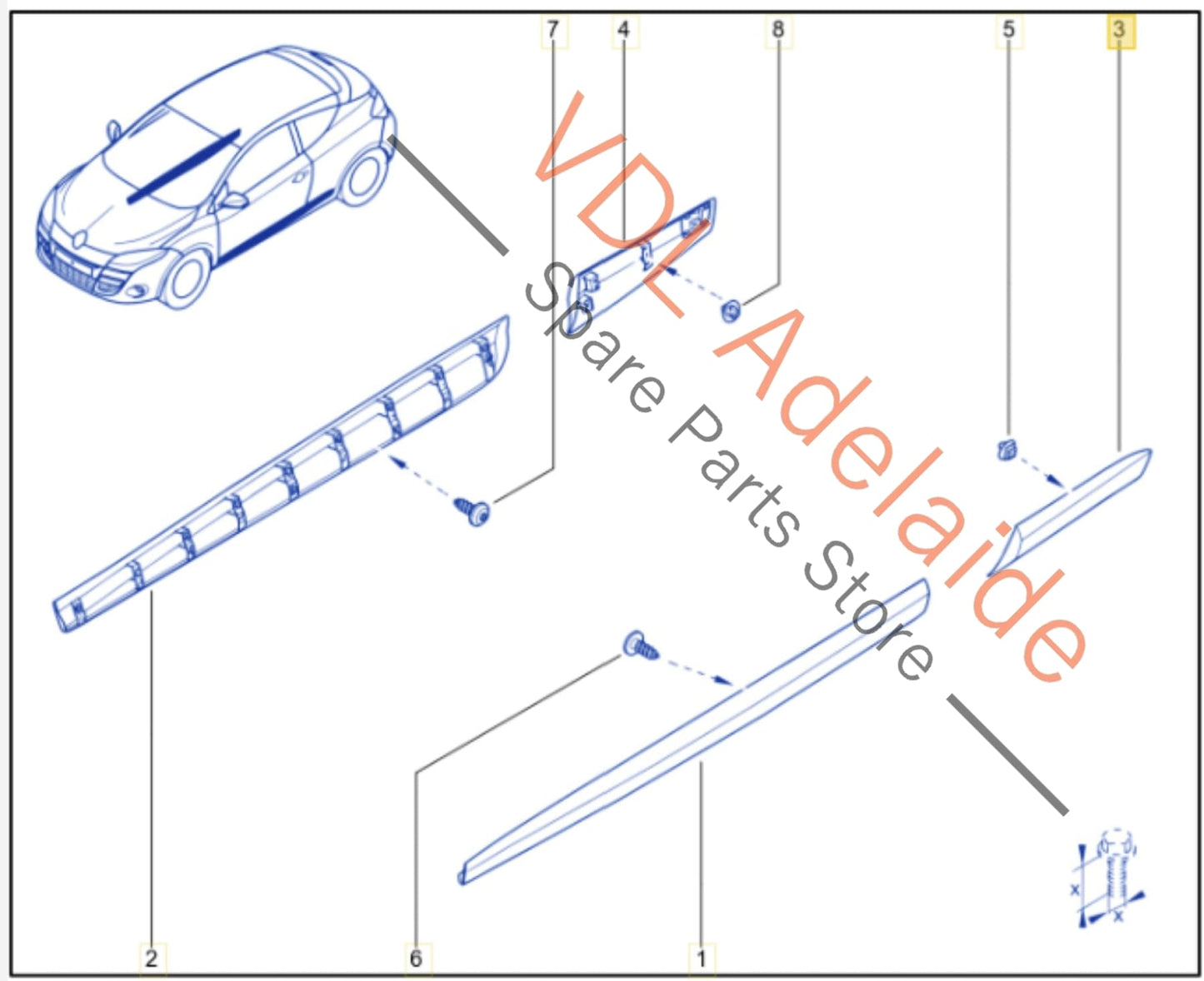 768579138R768570131R Renault Megane Left Side Rear Exterior Body Molding 768579138R 768570131R Blanc Glacier