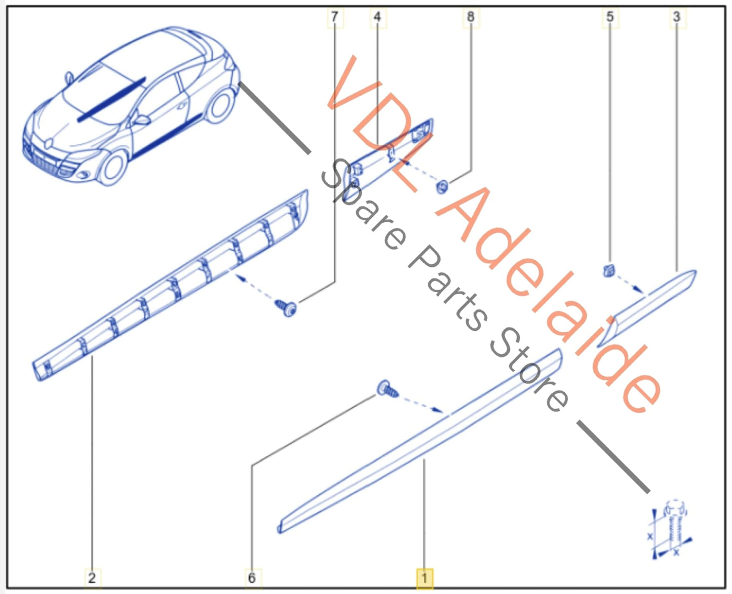 808774483R808770008R Renault Megane Left Side Rear Exterior Door Molding 808774483R 808770008R TEGNE - BLACK