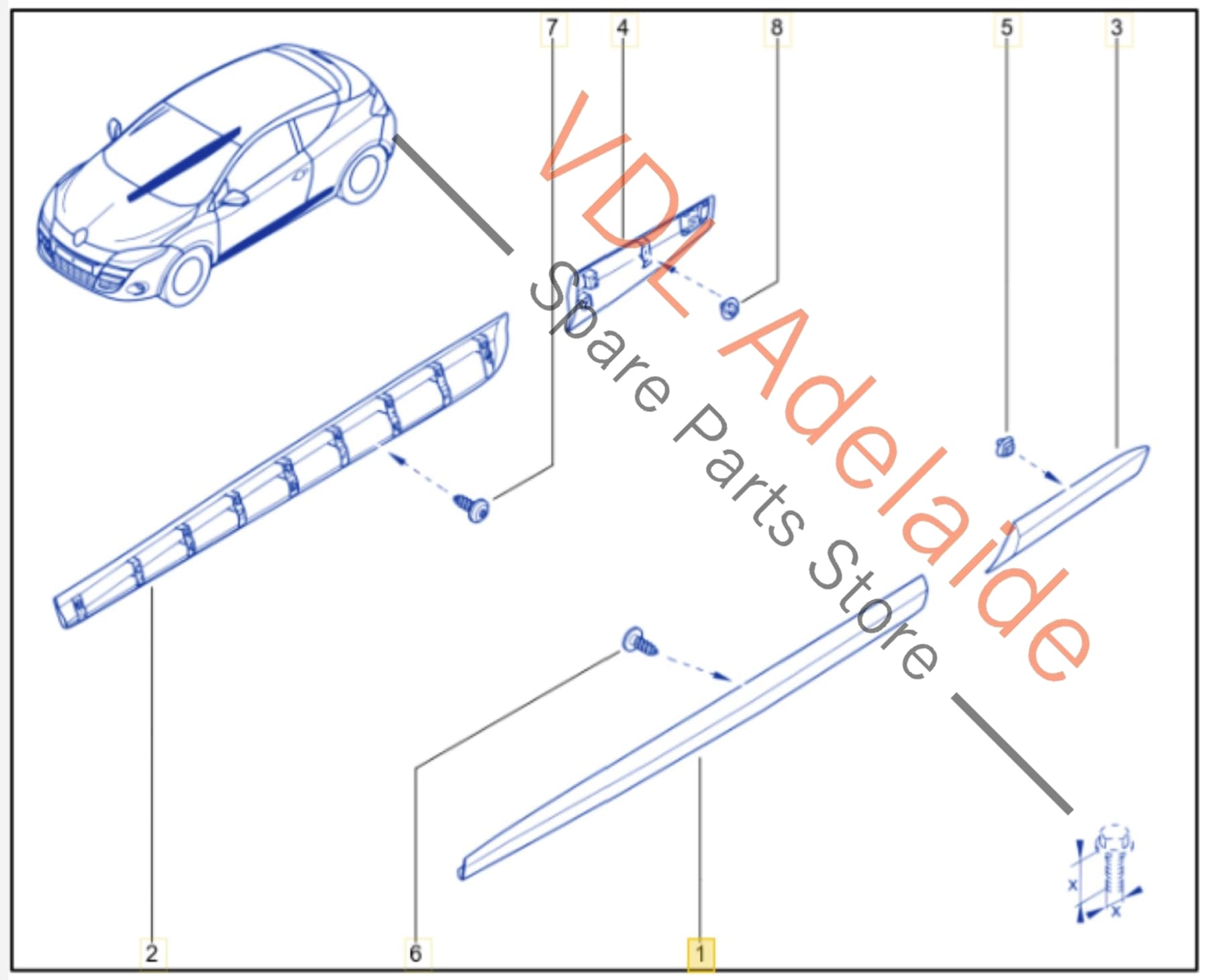 808774483R808770008R Renault Megane Left Side Rear Exterior Door Molding 808774483R 808770008R Twilight Blue 472