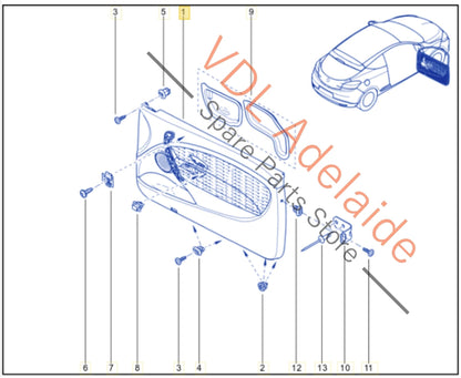 809001418R809000081R Renault Megane RS250 RS265 RS275 Right Side Interior Door Trim w Handle 809001418R 809000081R