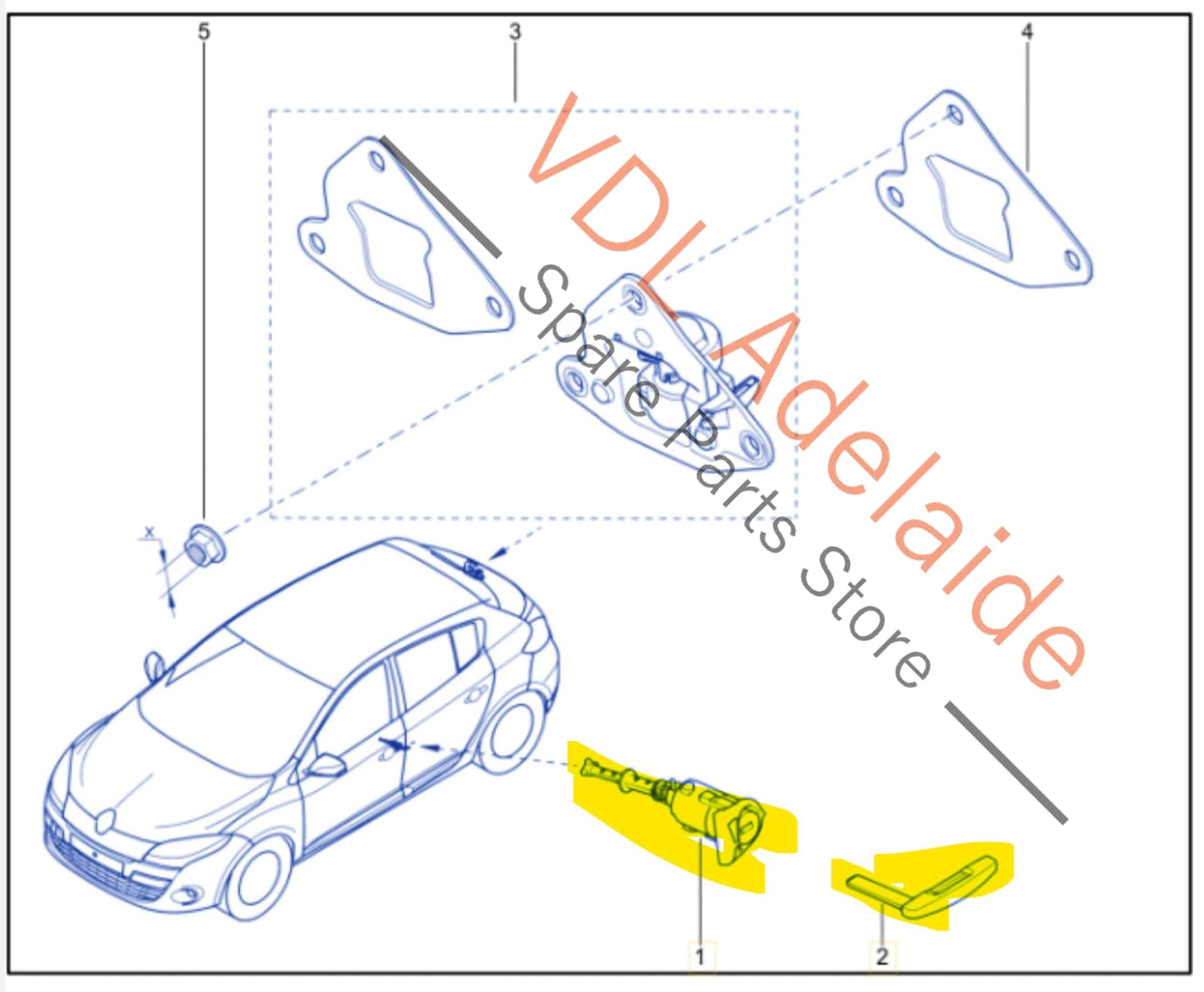 806013398R805643131R Renault Megane 3 III Door Lock Barrel with Blade Key 806013398R 805643131R