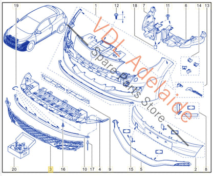 622540013R   Renault Megane D95 RS250 RS265 Front Bumper Radiator Grille 622540013R