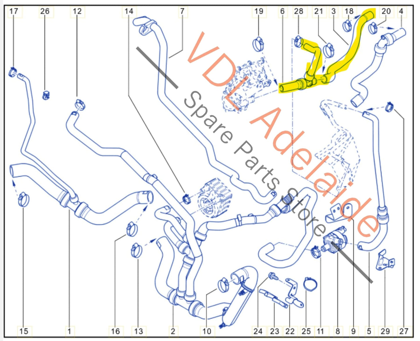 924000017R 271A20004R  Renault Megane D95 RS250 RS265 Coolant Heater Hose Pipe 924000017R 271A20004R