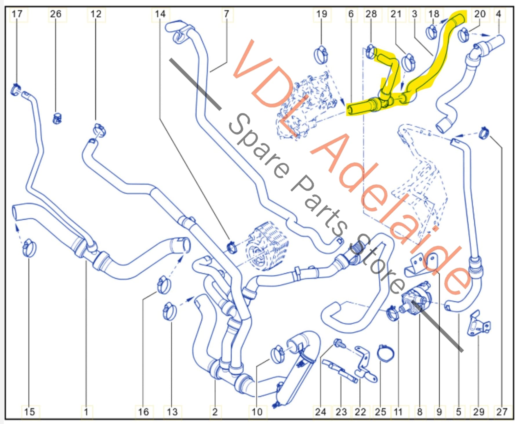 924000017R 271A20004R  Renault Megane D95 RS250 RS265 Coolant Heater Hose Pipe 924000017R 271A20004R