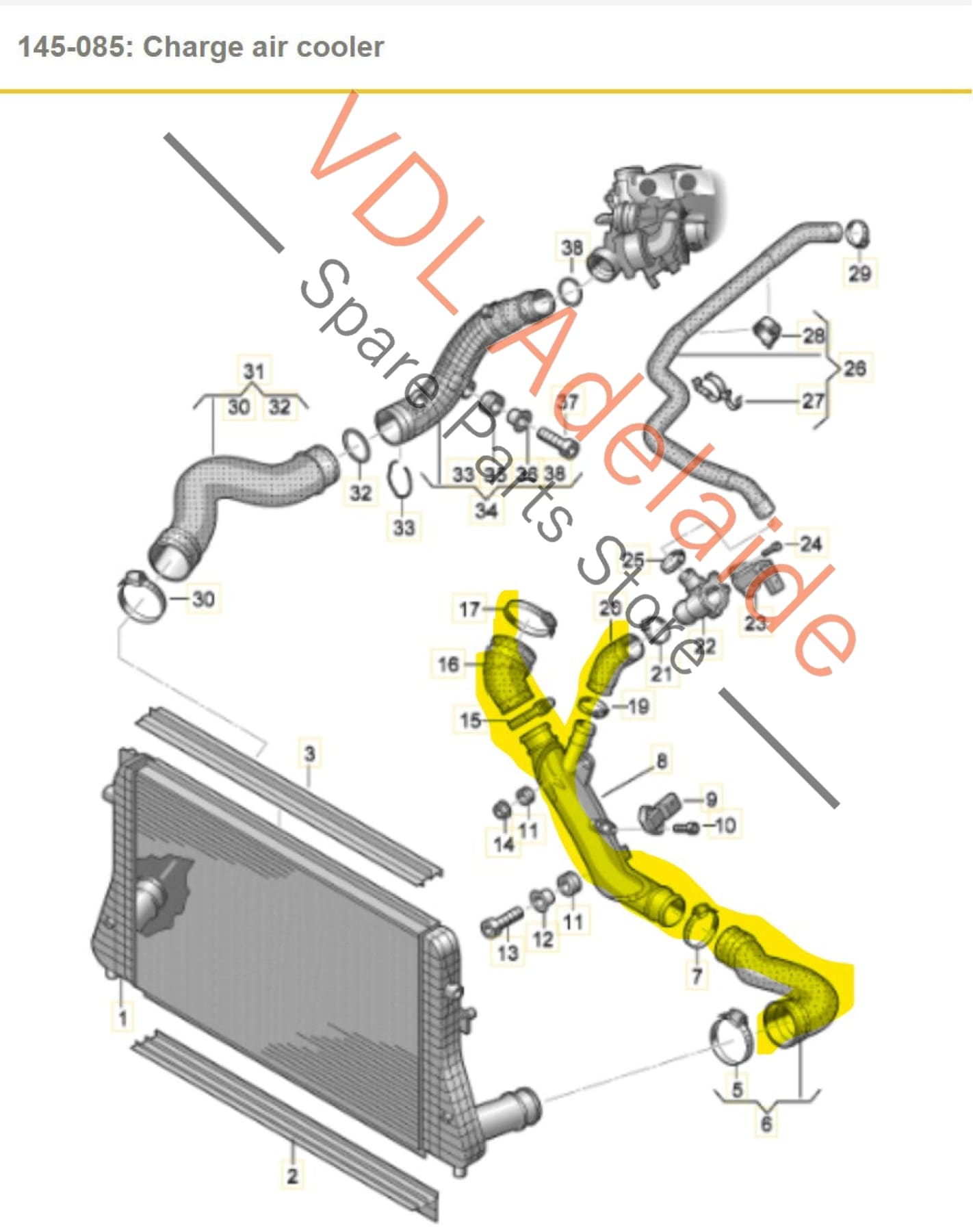 1K0145770P   VW Golf R MK6 Intercooler Air Intake Pipe 1K0145770P