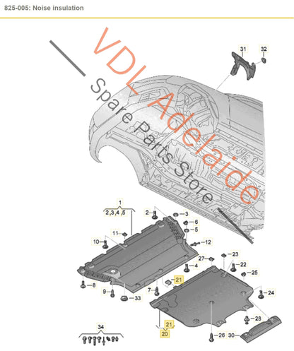 8W0863822B   Audi A5 S5 RS5 Underbody Protection Panel Stoneguard 8W0863822B