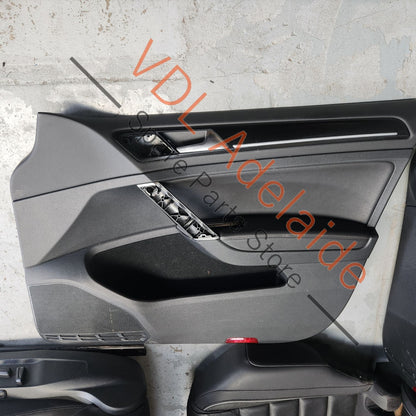     VW Golf R MK7 7.5 Front & Rear Sport Seat & Door Card Set Black Leather Grey Stitch