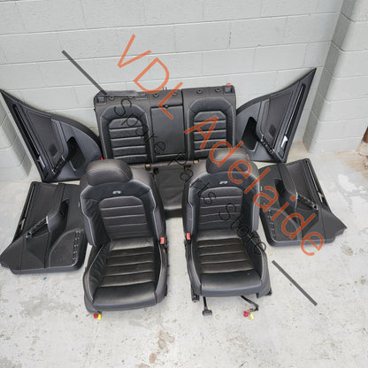     VW Golf R MK7 7.5 Front & Rear Sport Seat & Door Card Set Black Leather Grey Stitch