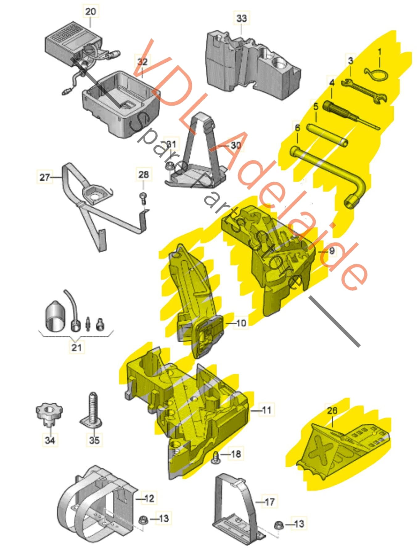 4L0011031E 4L0012113E 4L0012112C  Audi Q7 4L Emergency Jack and Tool Kit Set 4L0011031E 4L0012113E 4L0012112C