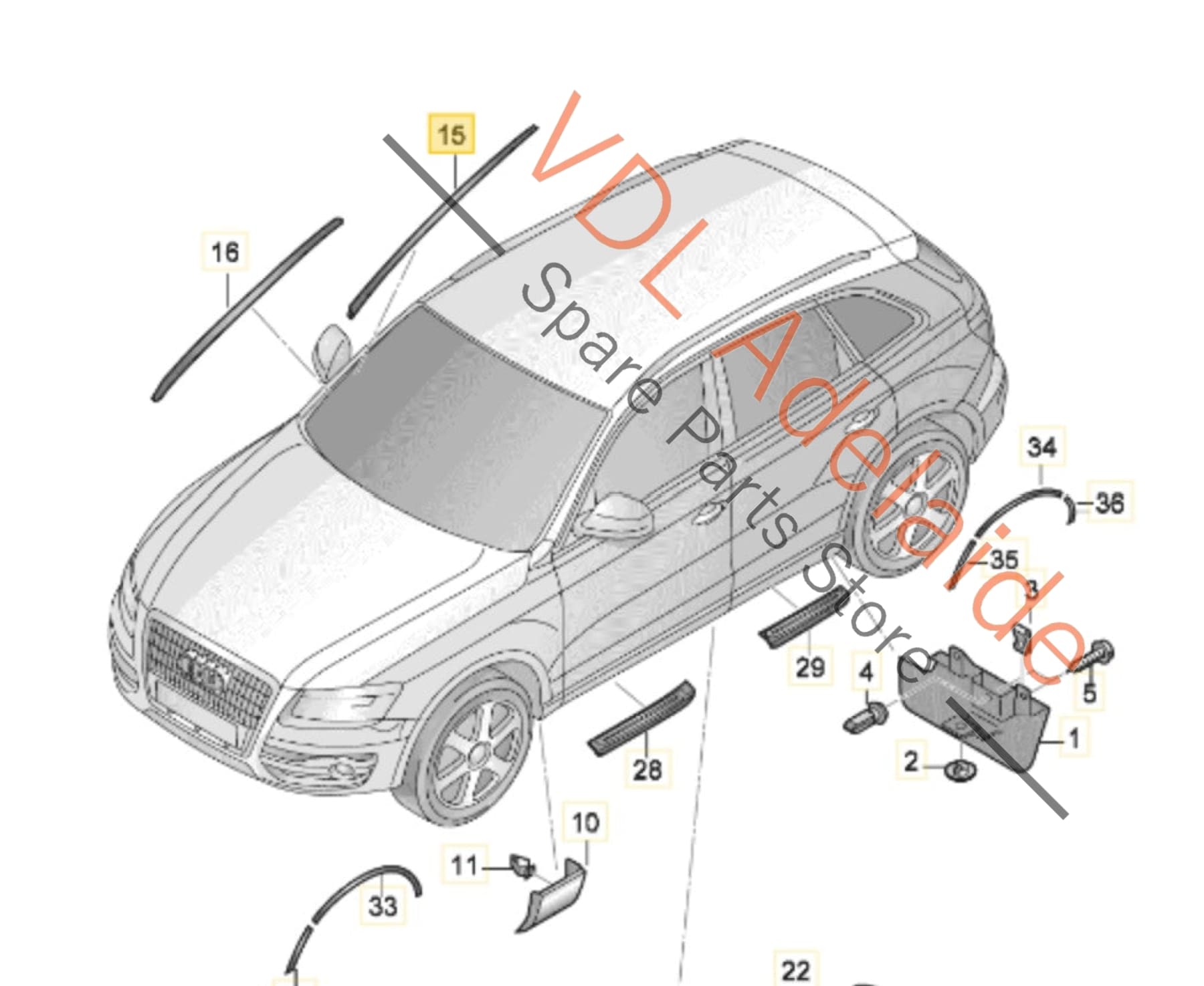 4L0854327    Audi Q7 Windscreen Water Deflector Strip Moulding Left Side 4L0854327