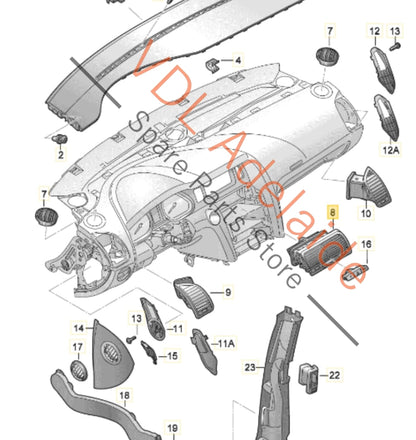 4L0820951P3Q7    Audi Q7 Dashboard Centre Middle AC Air Vent 4L0820951P