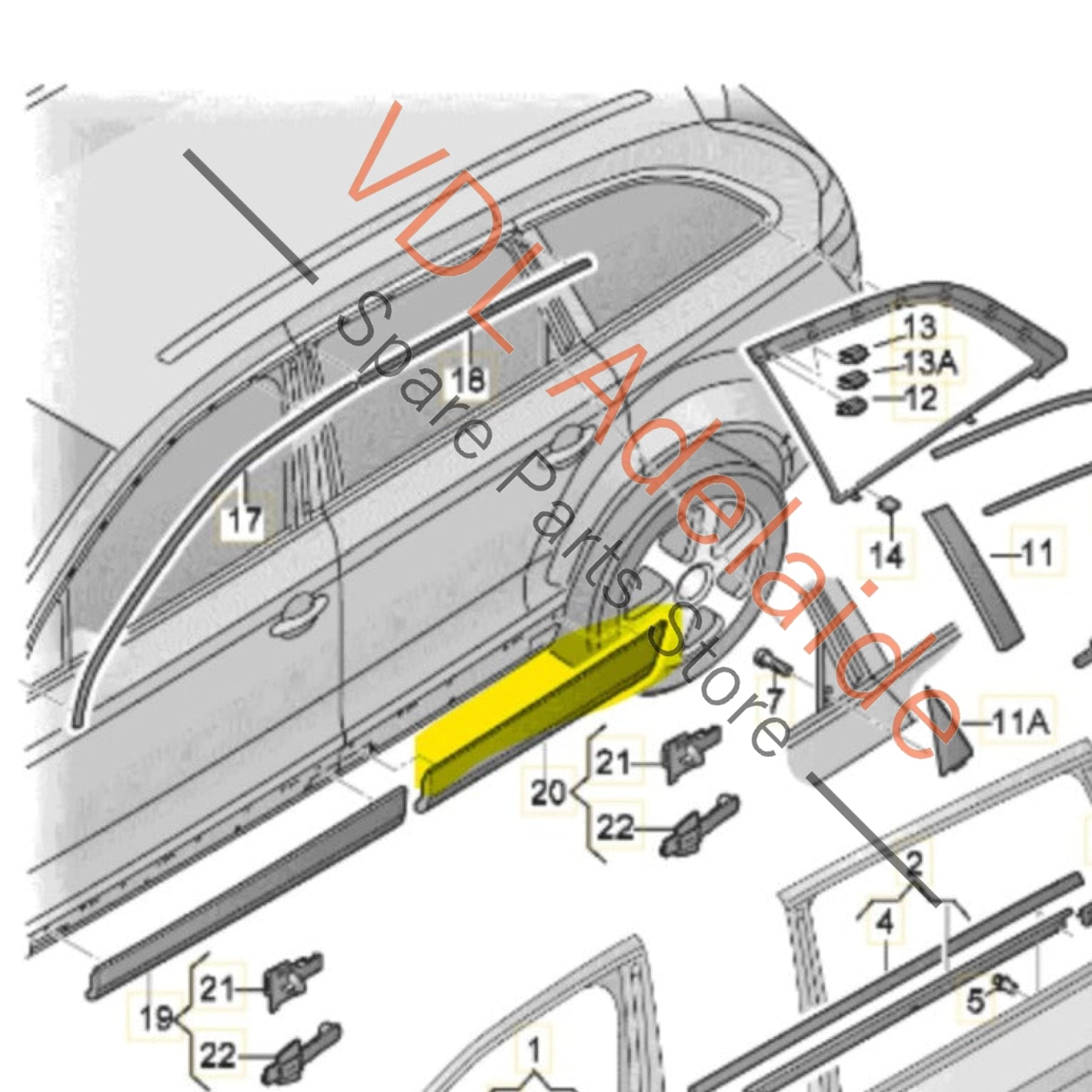 4L0853969F 4L0853969FGRU   Audi Q7 4L Left Rear Door Lower Fender Flare Exterior Body Moulding Trim 4L0853969F GRU