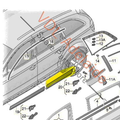 4L0853969F 4L0853969FGRU   Audi Q7 4L Left Rear Door Lower Fender Flare Exterior Body Moulding Trim 4L0853969F GRU