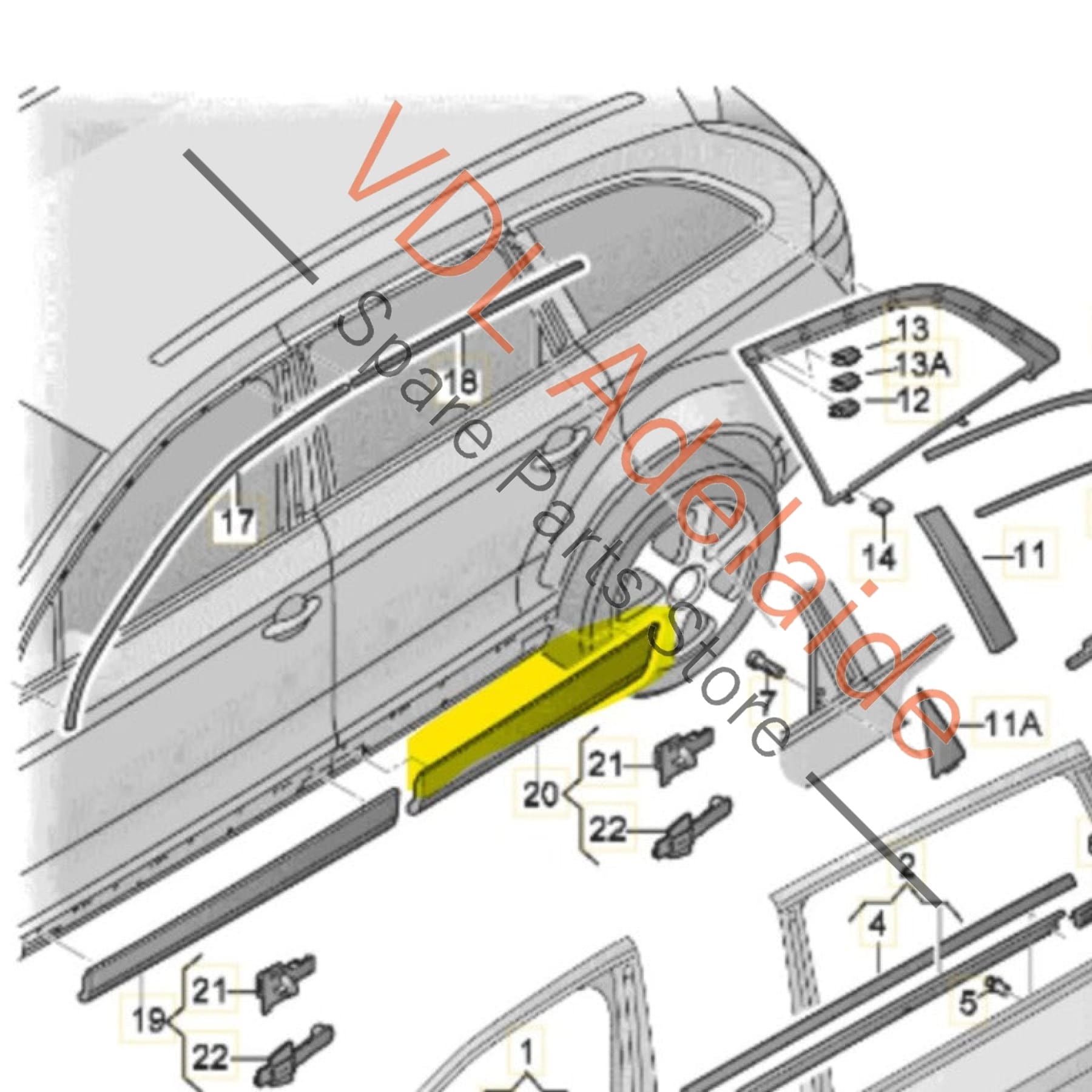 4L0853970F 4L0853970FGRU   Audi Q7 4L Right Rear Lower Fender Flare Exterior Body Moulding Trim 4L0853970F GRU