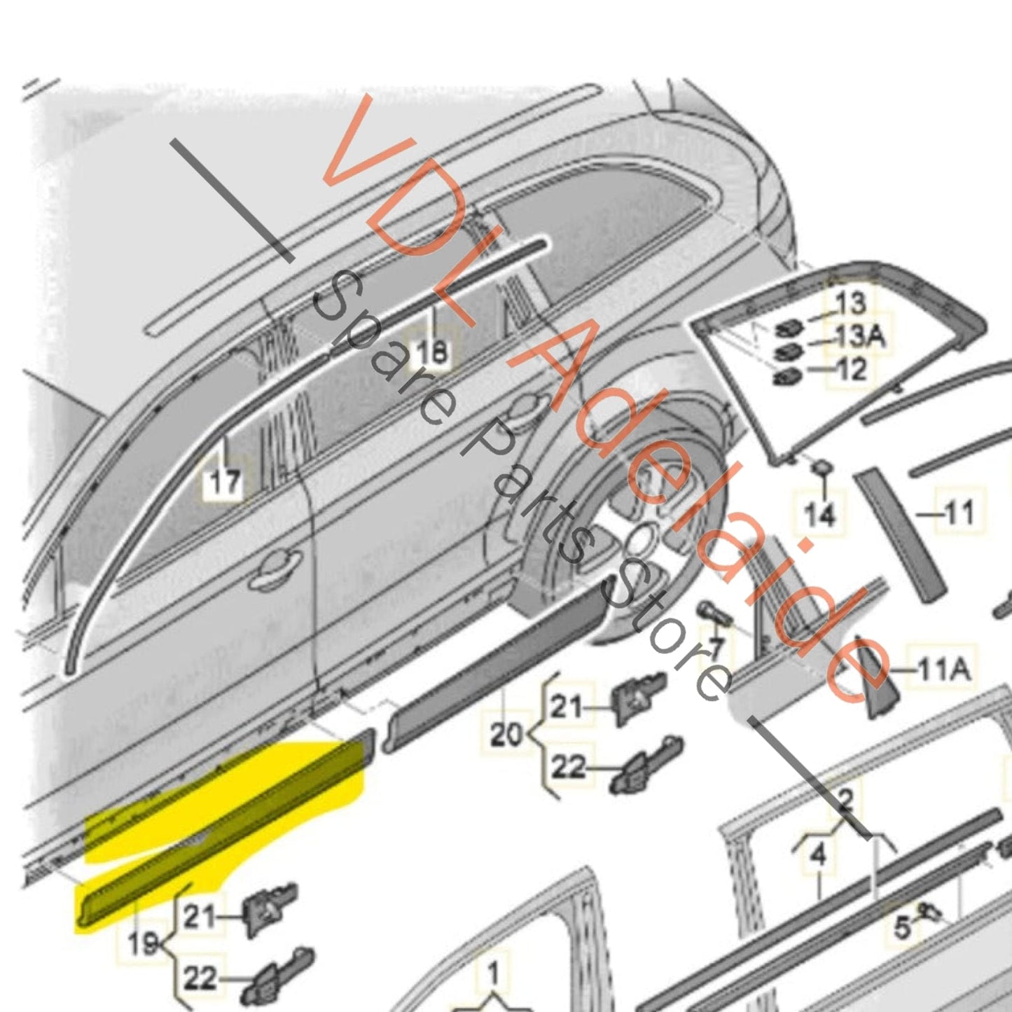 4L0853959F 4L0853959FGRU   Audi Q7 4L Front Left Door Lower Fender Flare Exterior Body Moulding Trim 4L0853959F GRU