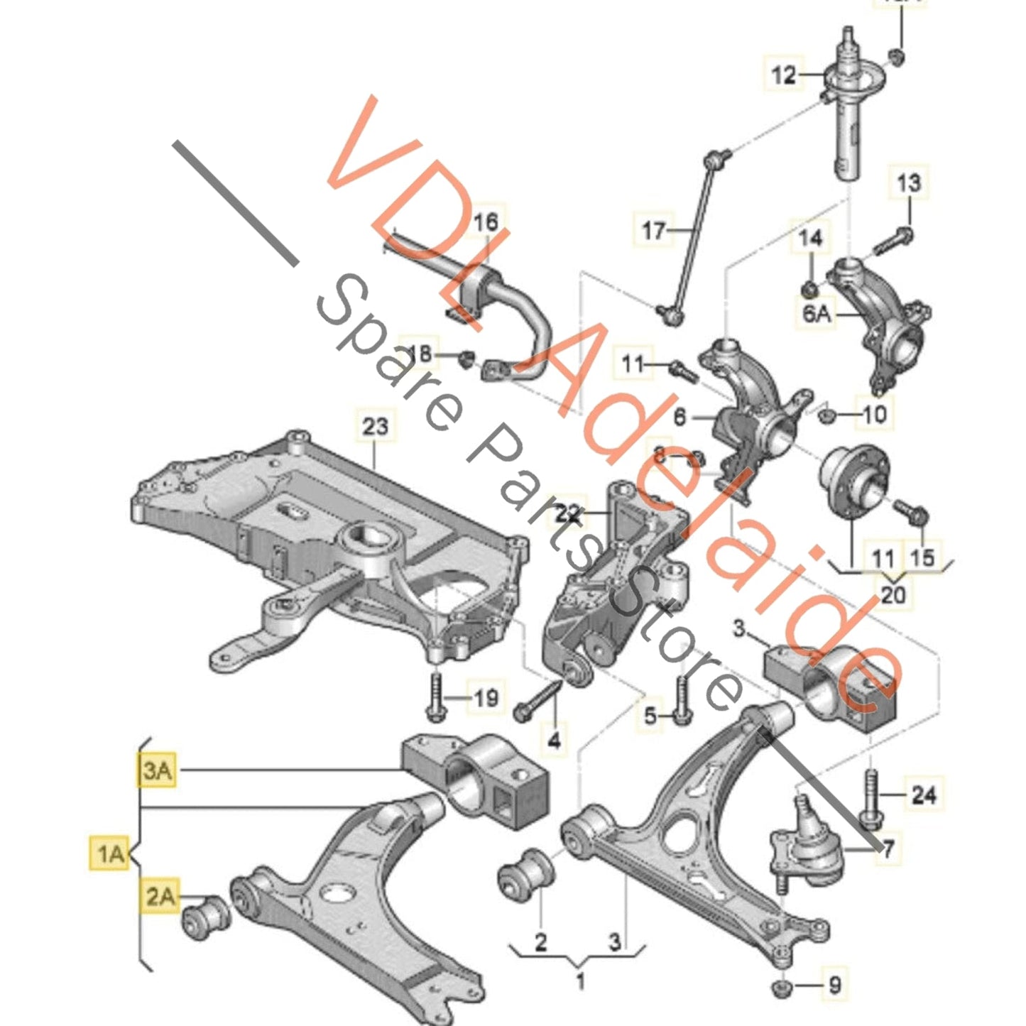 1K0407151BC    VW Golf MK6 Left Front Lower Control Arm w Bushes 1K0407151BC