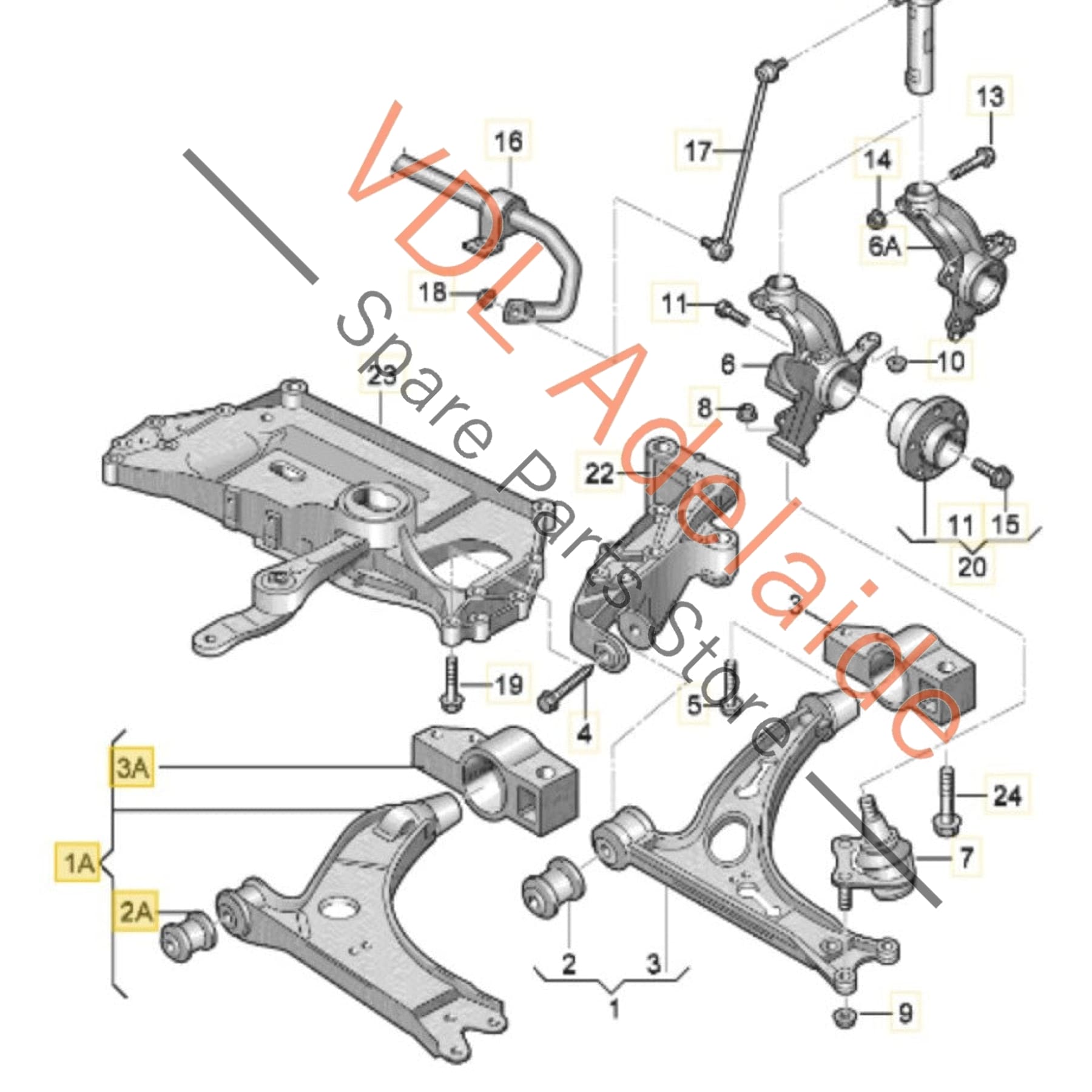 1K0407151BC    VW Golf MK6 Right Front Lower Control Arm w Bushes 1K0407152BC