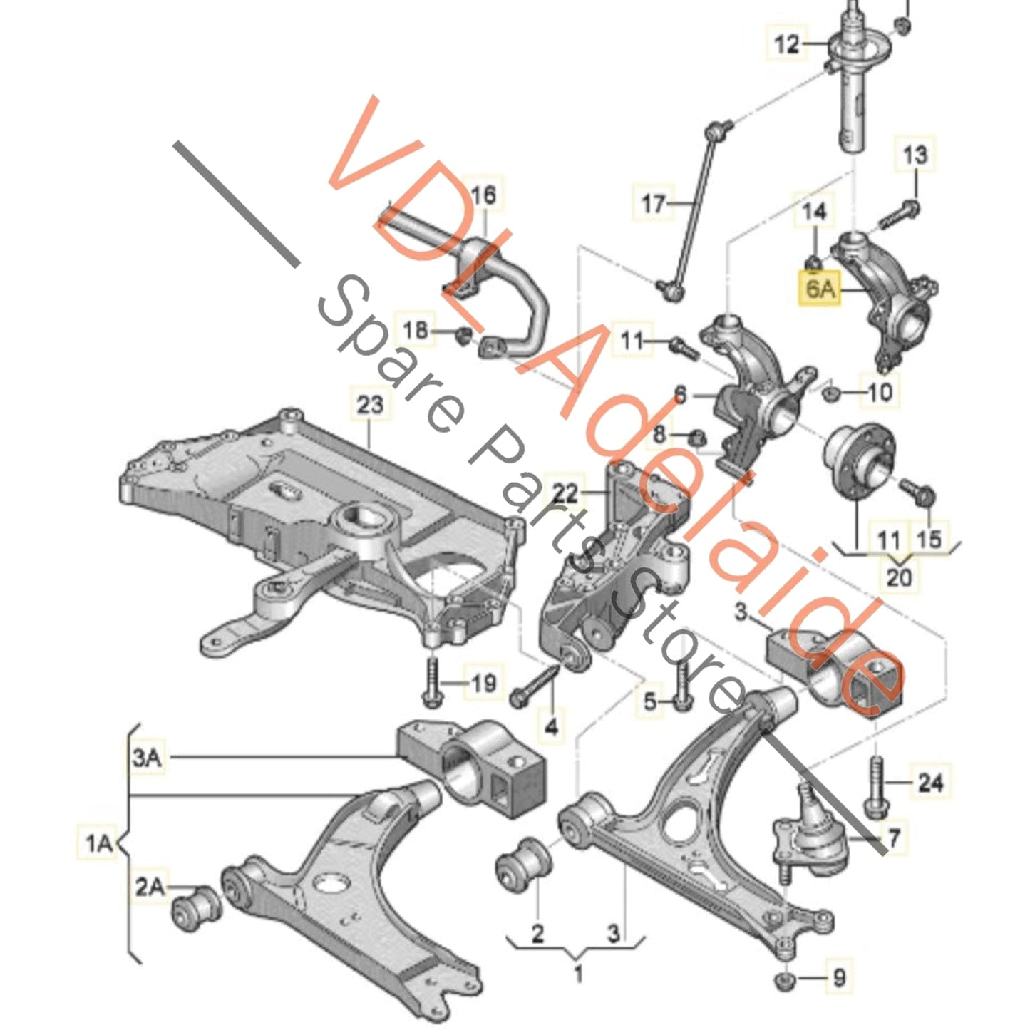 1K0407256AA    VW Golf MK6 Front Right Suspension Stub Axle Hub Knuckle 1K0407256AA