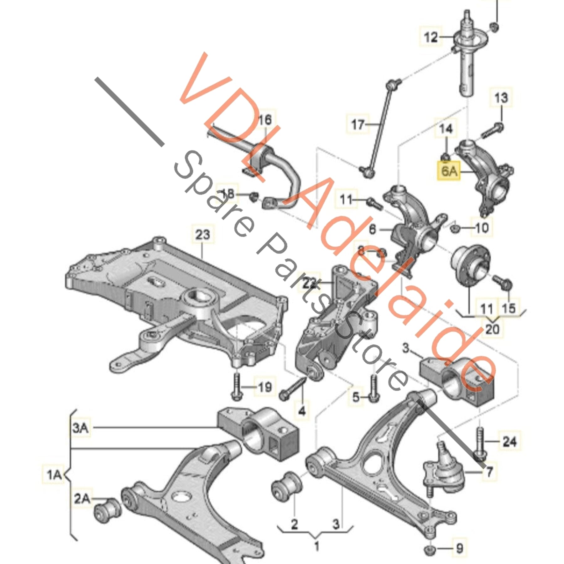 1K0407255AA    VW Golf MK6 Front Left Suspension Stub Axle Hub Knuckle 1K0407255AA