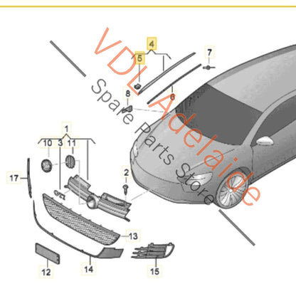 5K0854320C 5K0854320   VW Golf MK6 Right Side Windscreen Edge Trim Molding Water Deflector Strip 5K0854320C