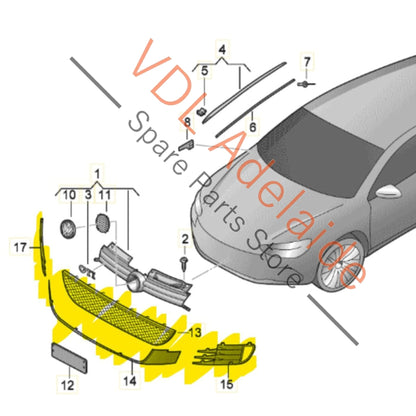 5K0853655G 5K0853677C 5K0853665C 5K0853666C VW Golf MK6 Gti GTD Front Lower Grille Middle Left & Right 5K0853677C 5K0853665C 5K0853666C 5K0853655G