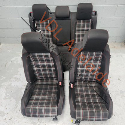     VW Golf MK6 Gti Sport Seat Set Tartan Fabric Cloth All manual adjustment