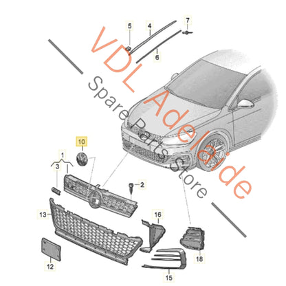 3G0853601A    Genuine VW Golf MK7.5 Front Grille Badge Embelem 3G0853601A JZA