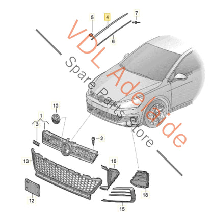 5G0854327B    VW Golf MK7 Left Windscreen Edge Strip Trim Air Guide 5G0854327B