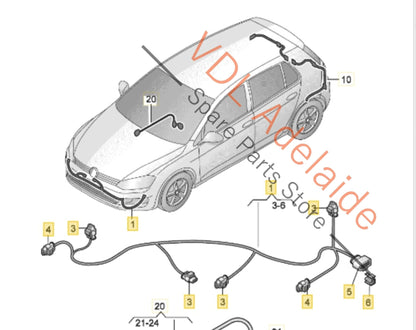 5G0971095N    VW Golf MK7 Front Bumper Parking Sensor Harness Cable Wiring 5G0971095N