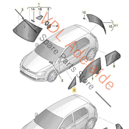 5G0845411ENVB    VW Golf MK7 7.5 Front Quarter Side Glass Window Left 5G0845411E NVB