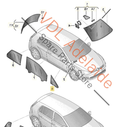 5G0845412ENVB    VW Golf MK7 7.5 Front Quarter Side Glass Window Right 5G0845412E NVB