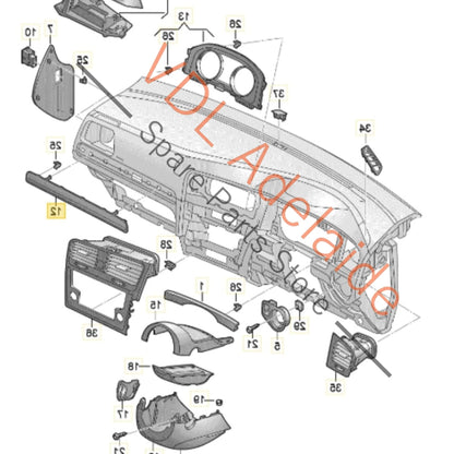 5G2858418C 5G2858418CYOO 5G2858227  VW Golf MK7 7.5 Left Side Dashboard Decorative Inlay Trim Piece "Wabe black/aluminium" 5G2858418C YOO