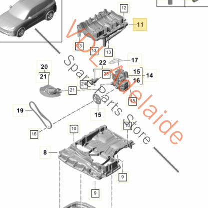 PAB11528700 06M115287AF   Porsche V6 Engine Oil Baffle PAB11528700 06M115287AF