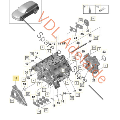 9A710315306 06M103153G   Porsche 2.9 3.0 Engine Block Sealing Flange Front Cover Casing Aluminium 9A710315306 06M103153G