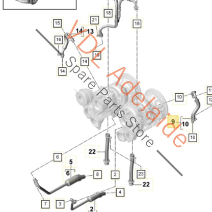 06M145947G 9A714594711   Audi RS5 Porsche Cayenne Coolant Return Pipe for Left Turbocharger 9A714594711 06M145947G