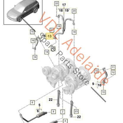 06M145948G 9A714594811   Audi RS5 Porsche Cayenne Coolant Return Pipe for Right Turbocharger 9A714594811 06M145948G