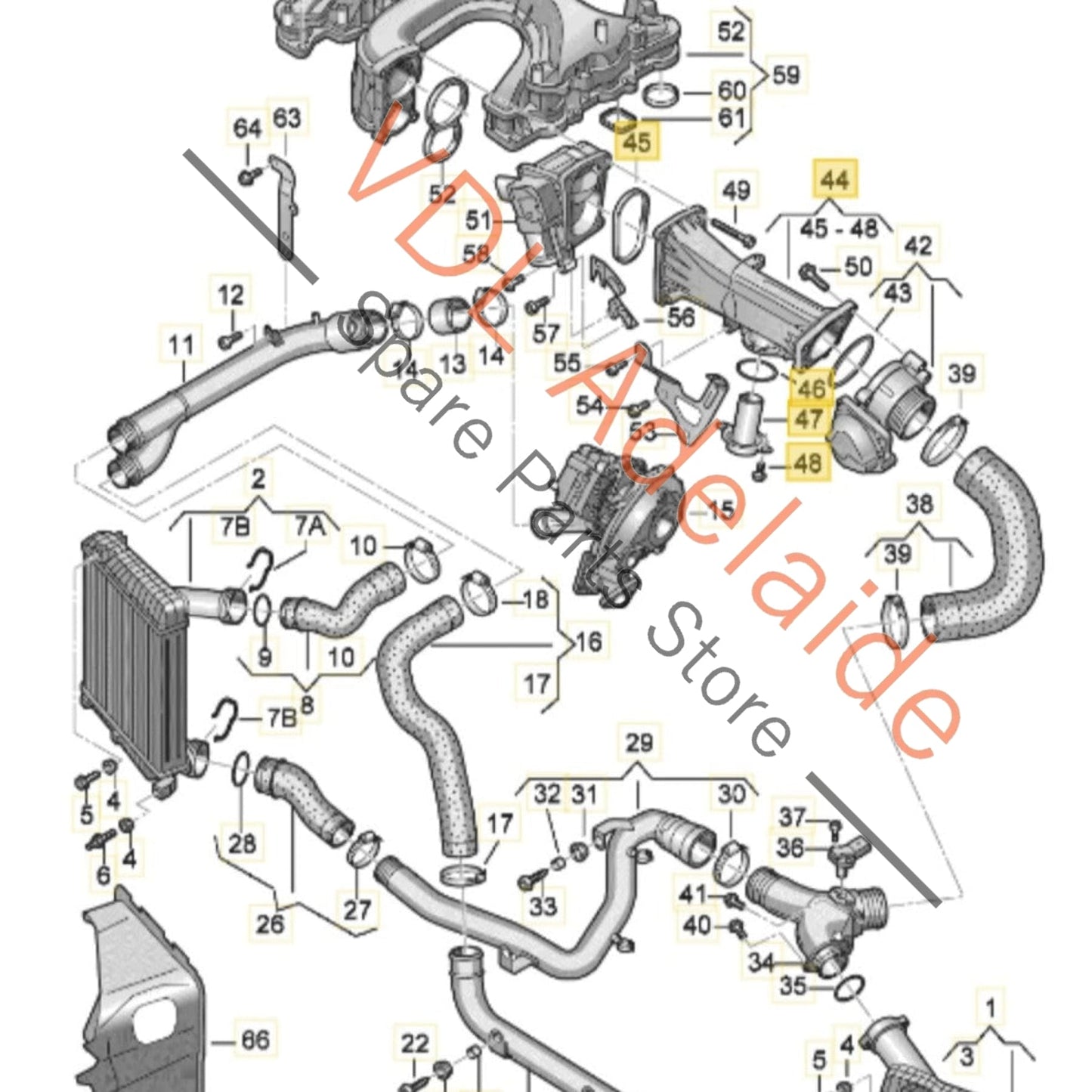 059145762AB  VW Audi V6 3.0 TDI Engine Air Intake Pipe 059145762AB