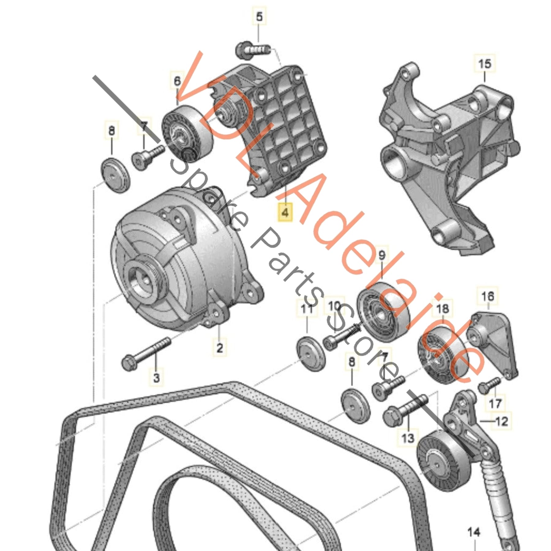 039903143AJ  VW Audi V6 Tdi 3.0 Engine Bracket for Alternator 039903143AJ