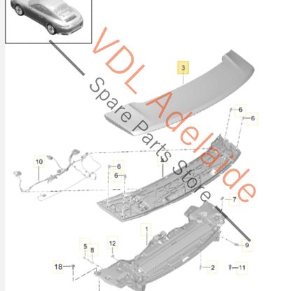 99150424127G2X 99150424125G2X   VW Porsche 911 991.2 Rear Spoiler Top Upper part 99150424125 G2X 99150424127 G2X