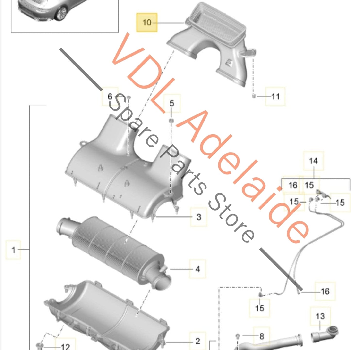 9P1129533A    Porsche 911 Air Filter Intake Duct 9P1129533A